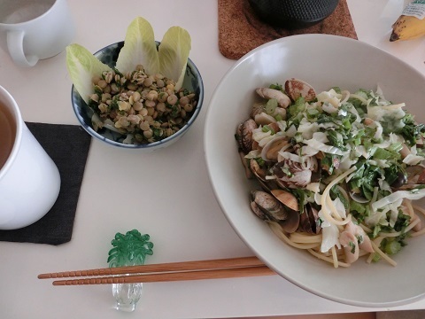 朝のパスタ
